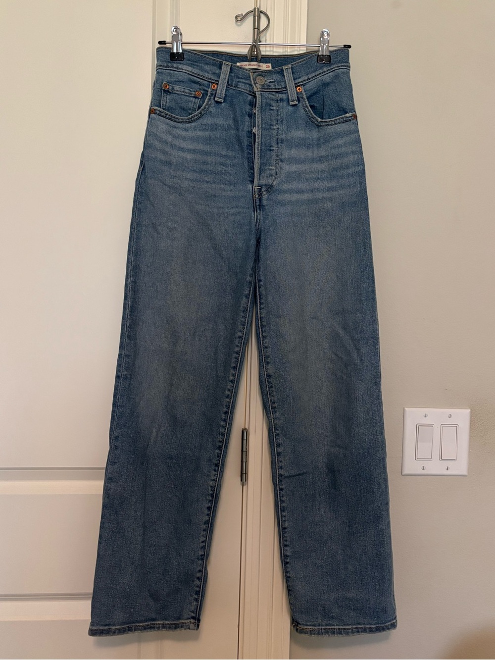 Levi's Blue High-Rise Straight Leg Jeans